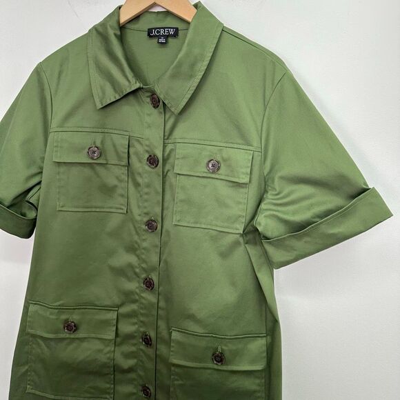 J. Crew Women’s Olive Green Gamine Shirt Dress in Stretch Twill - Picture 9 of 11
